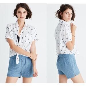 Madewell Kingston Embroidered Cover Up Shorts Blue Size S